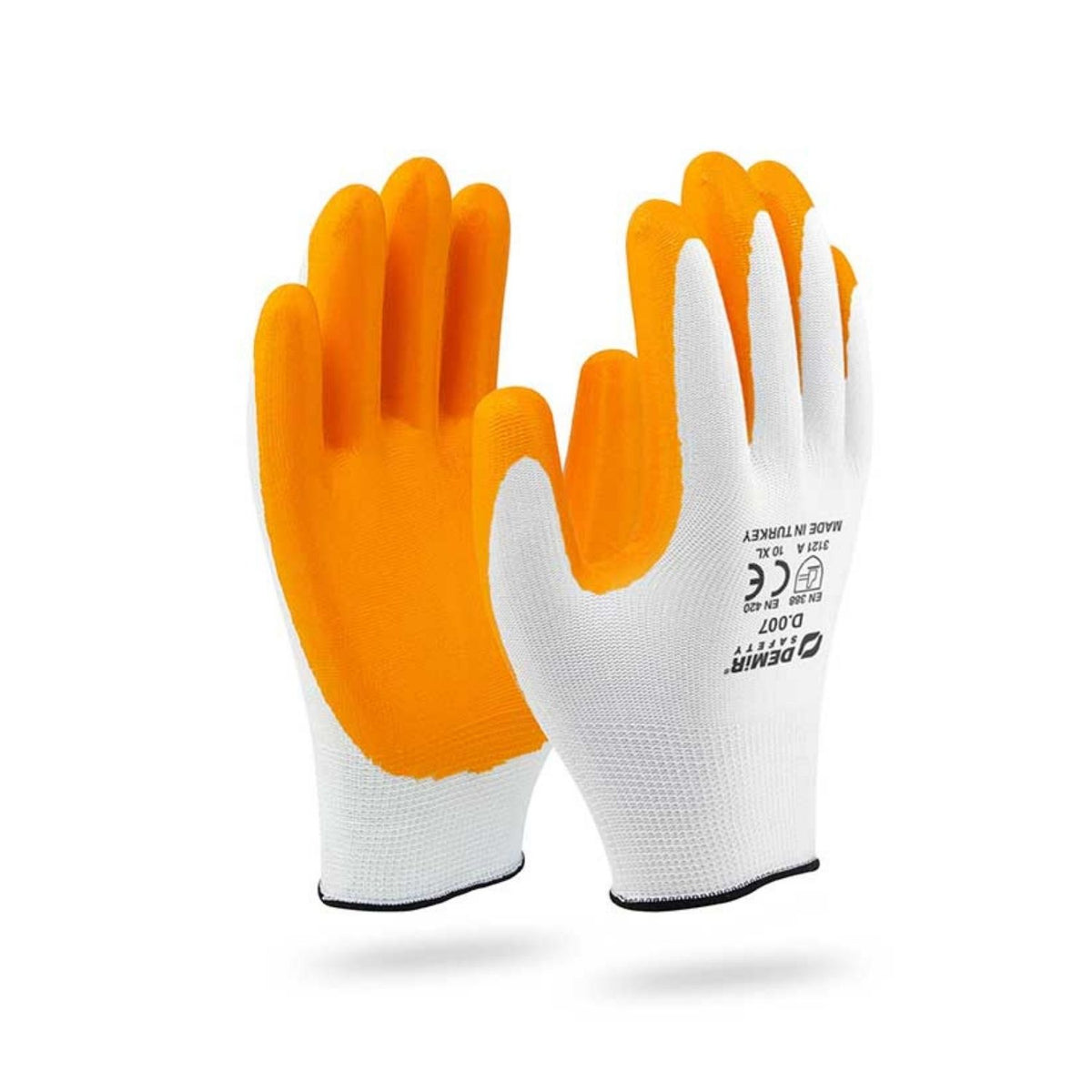 Demir Safety D007 Sarı Beyaz Örme Nitril Kaplama Hassas Montaj İş Eldiveni 12 Çift